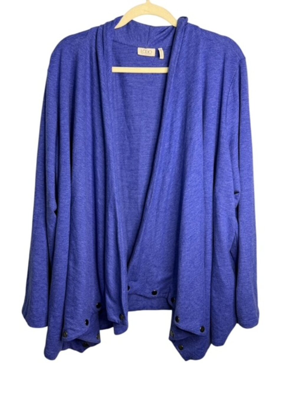 Logo Lori Goldstein Cardigan Women's 3X Open Front Waterfall Blue Purple